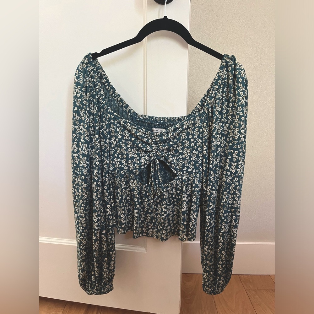 Urban Outfitters green floral puff sleeve top size small